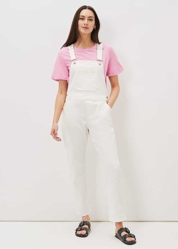 Phase Eight Khari Denim Dungarees Dress White Australia | UK6497853